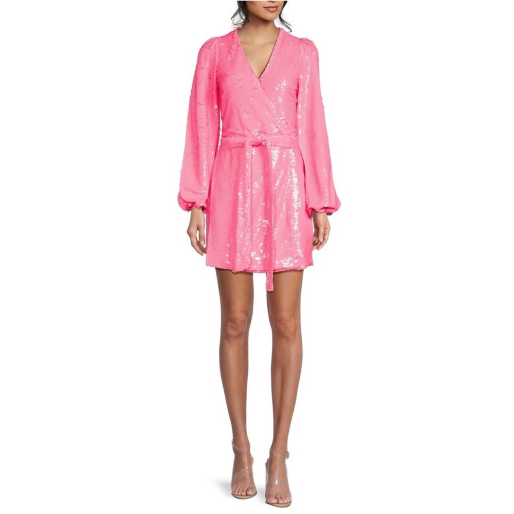 Elegant Pink Sequin Mini Dress - Picture 15 of 15